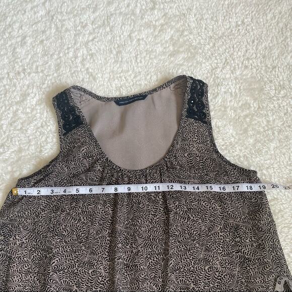 FRENCH CONNECTION Shell Blouse Sleeveless Shoulder Beaded Top Printed Scoop Neck - Picture 7 of 10